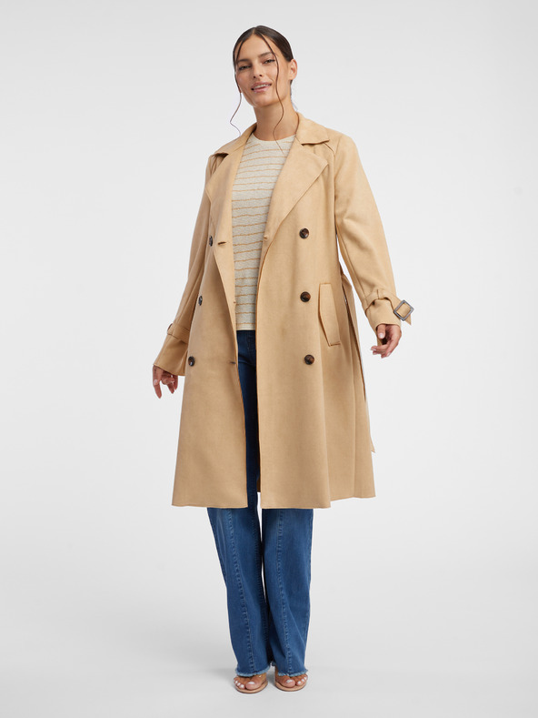 Orsay Beigefarbener Trenchcoat für Damen aus Wildleder ORSAY
