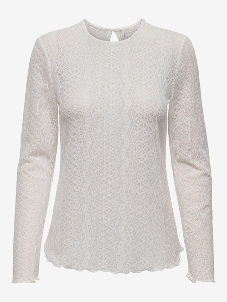 ONLY Cremefarbenes Damen-T-Shirt mit Spitze ONLY Medelina