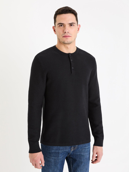 Celio Schwarzer Herren-Basic-Pullover Celio Genesis