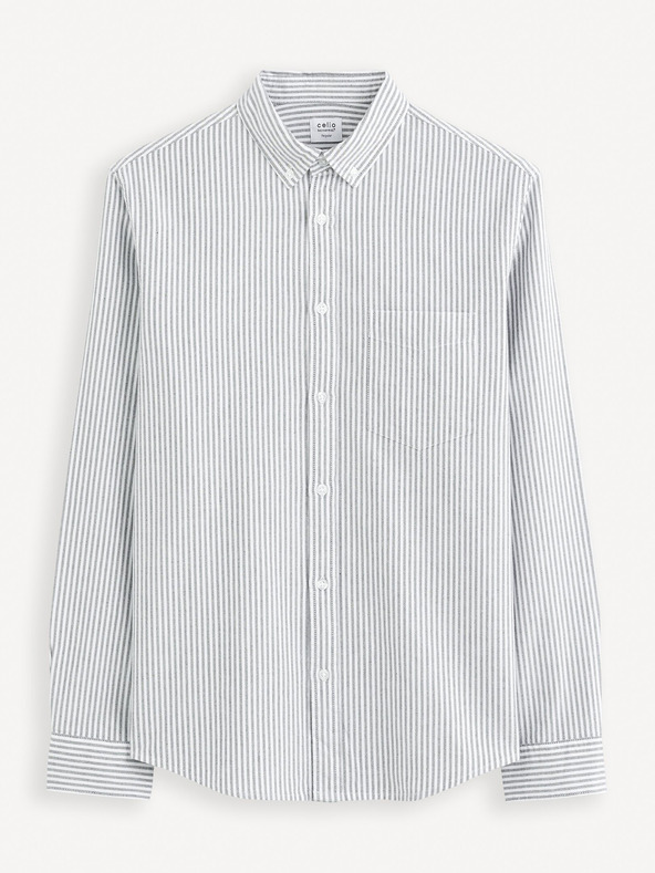 Celio Hellgrau gestreiftes Herrenhemd Celio Caoxfordy