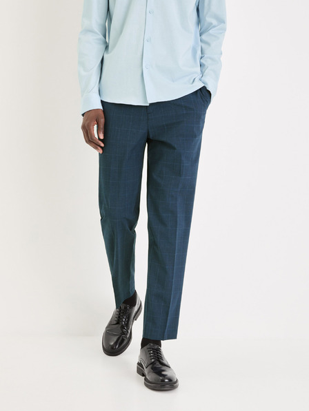 Celio Dunkelblau karierte Herren-Cropped-Hose Celio Gochecko