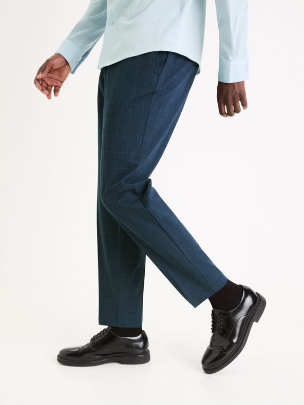 Celio Dunkelblau karierte Herren-Cropped-Hose Celio Gochecko