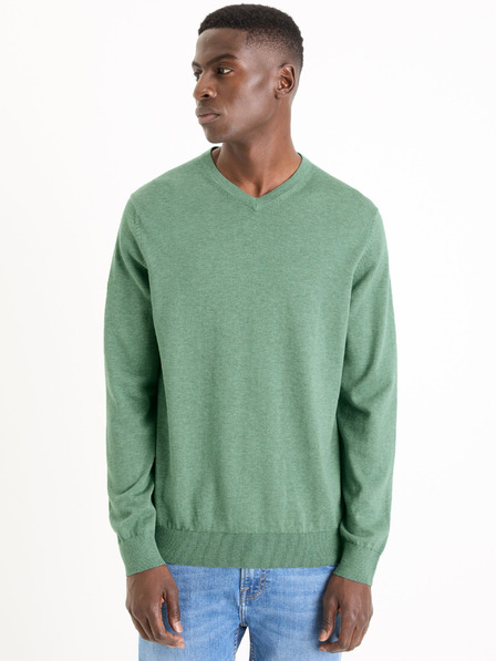 Celio Grüner Herren-Basic-Pullover Celio Decoton