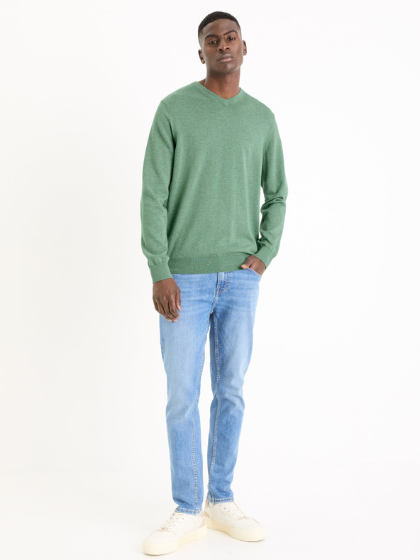 Celio Grüner Herren-Basic-Pullover Celio Decoton