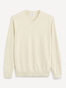 Celio Cremefarbener Herren-Basispullover Celio Decotonv