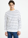 Celio Weiß gestreifter Herren-Basic-Pullover Celio Decoton