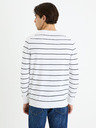 Celio Weiß gestreifter Herren-Basic-Pullover Celio Decoton