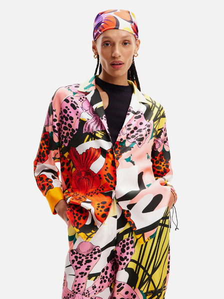 Desigual Rot und rosa gemusterte Seidenbluse für Damen Desigual Ericeira Lacroix