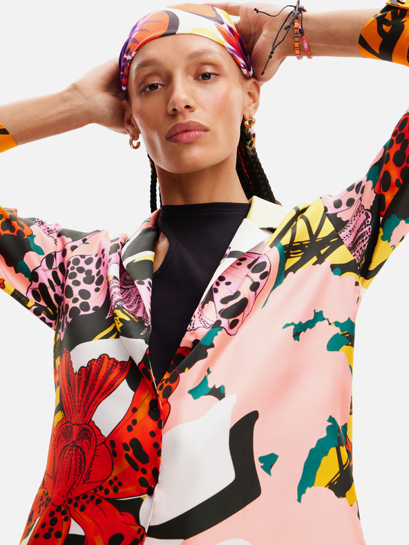 Desigual Rot und rosa gemusterte Seidenbluse für Damen Desigual Ericeira Lacroix