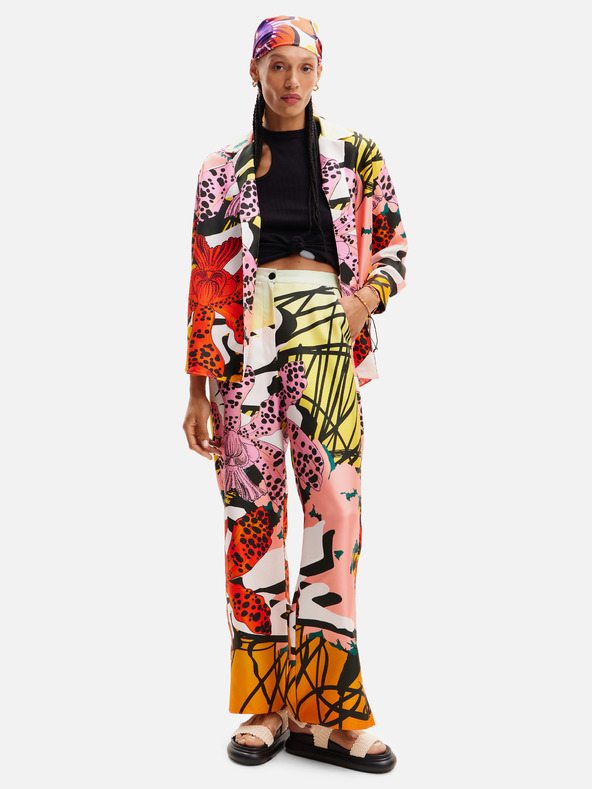 Desigual Rot und rosa gemusterte Seidenbluse für Damen Desigual Ericeira Lacroix