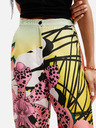 Desigual Gelb und rosa gemusterte Seidenhose für Damen Desigual Ericeira Lacroix
