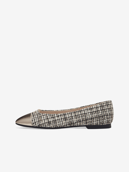 Tamaris Schwarz und Braun Gemusterte Damen Ballerinas Tamaris