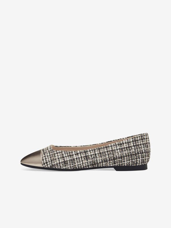 Tamaris Schwarz und Braun Gemusterte Damen Ballerinas Tamaris