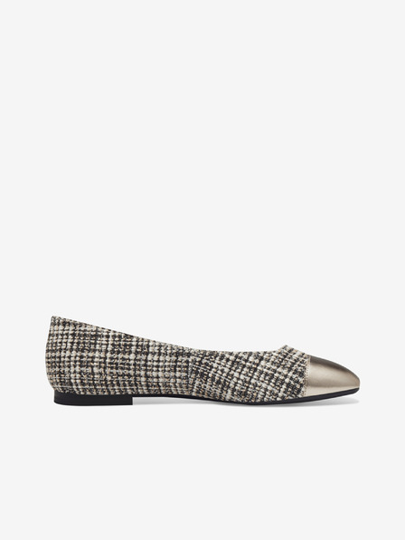 Tamaris Schwarz und Braun Gemusterte Damen Ballerinas Tamaris