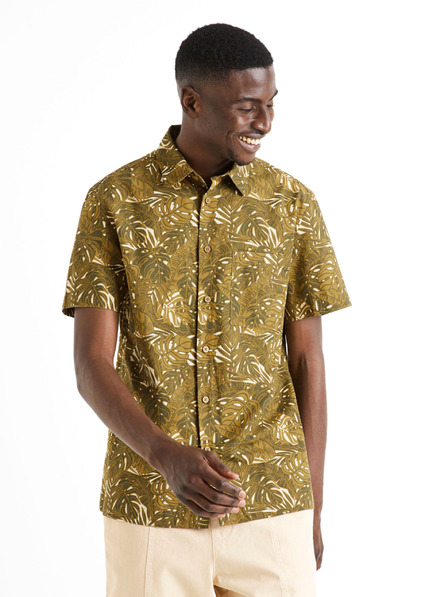 Celio Khaki Herrenhemd gemustert Celio Daprinti