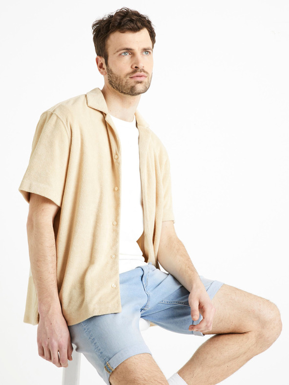 Celio Beigefarbenes Herren-T-Shirt Celio Dabob