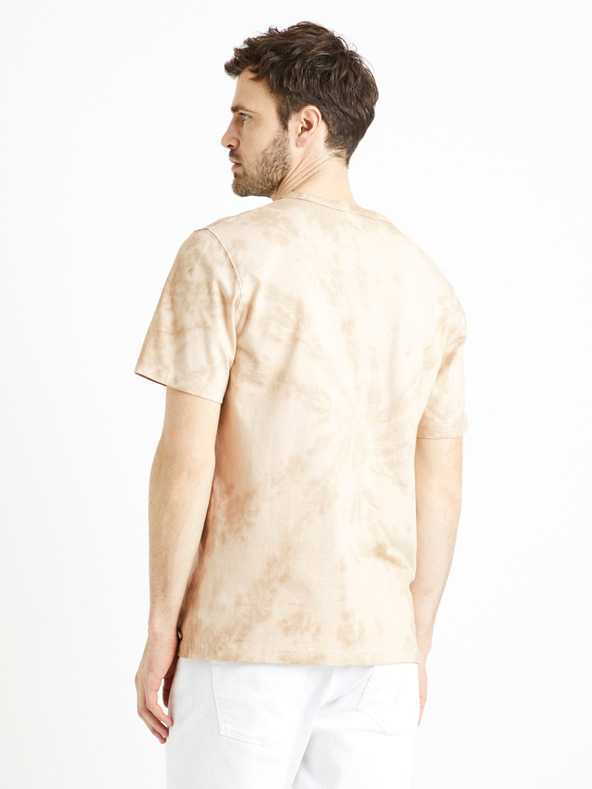 Celio Beigefarbenes Batik-T-Shirt für Herren Celio Deswirl