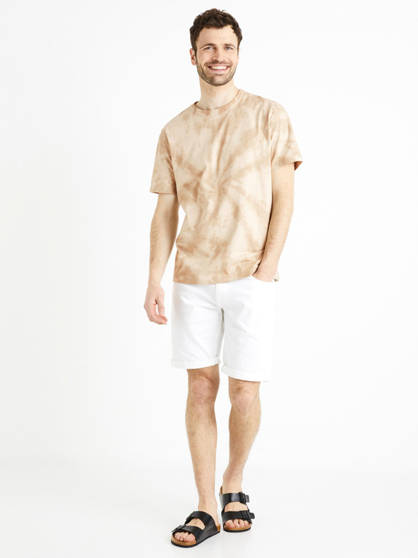 Celio Beigefarbenes Batik-T-Shirt für Herren Celio Deswirl