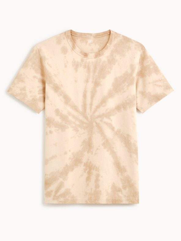 Celio Beigefarbenes Batik-T-Shirt für Herren Celio Deswirl