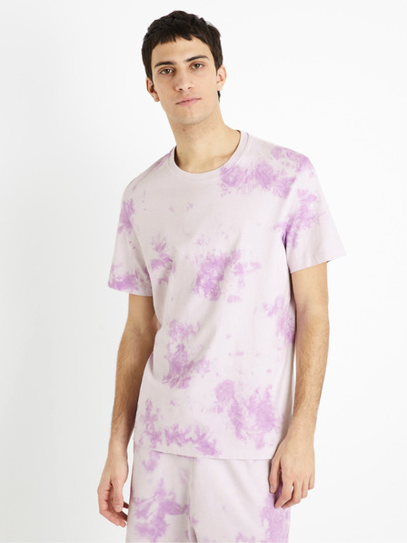 Celio Hellviolettes Herren-Batik-T-Shirt Celio Dengame