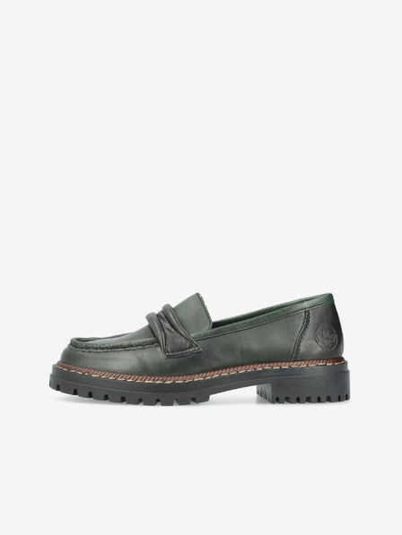 Rieker Grüne Damen Leder-Slipper Rieker