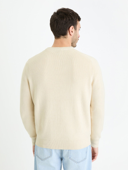 Celio Cremefarbener Herren-Basic-Pullover Celio Gexter