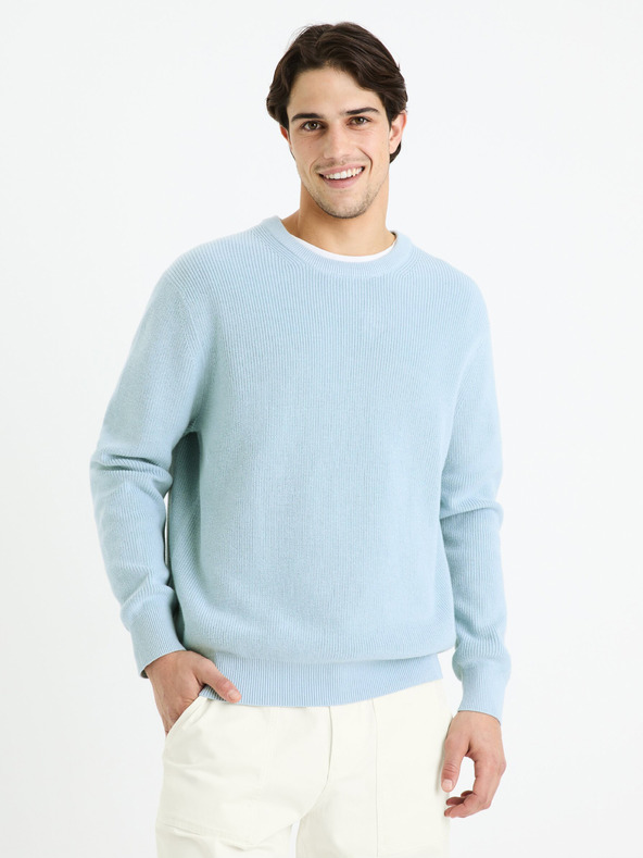 Celio Hellblauer Herren-Basic-Pullover Celio Gexter