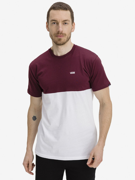 Vans Weißes VANS Colorblock T-Shirt für Herren in Burgund