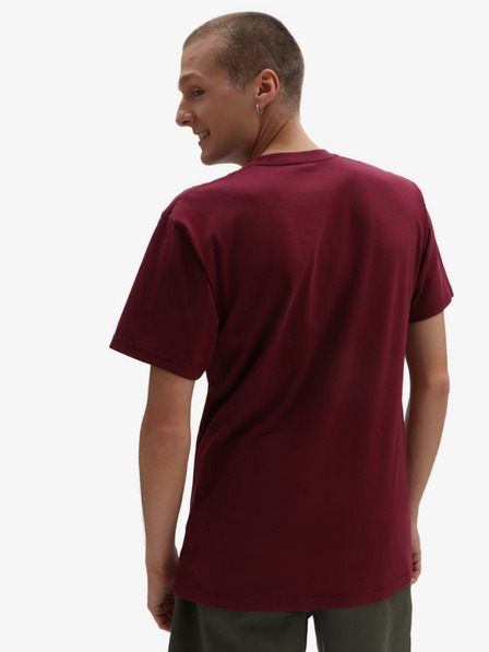 Vans Burgunderrotes Herren VANS T-Shirt mit Logo auf der linken Brust