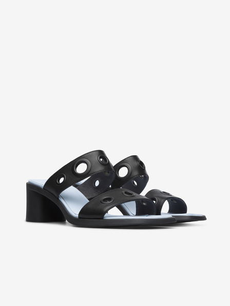 Camper Schwarze Damen Ledersandalen mit Absatz Camper Meda