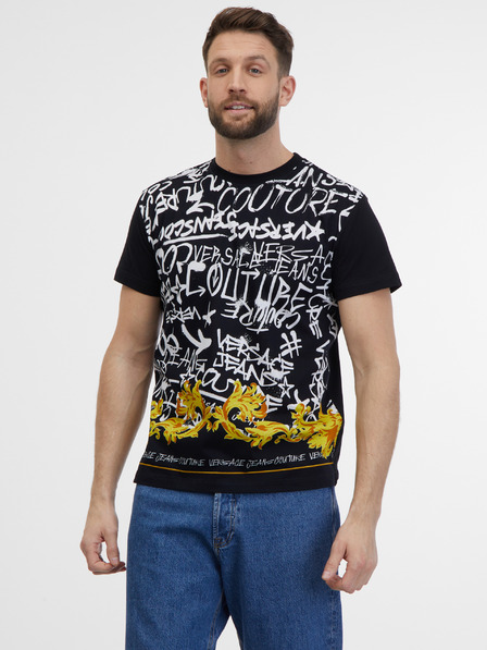 Versace Jeans Couture Weiß-schwarz gemustertes Herrenhemd Versace Jeans Couture
