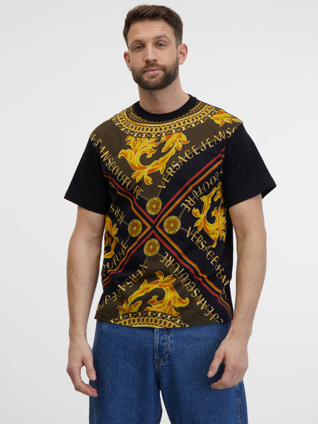 Versace Jeans Couture Schwarzes gemustertes Herren-T-Shirt Versace Jeans Couture