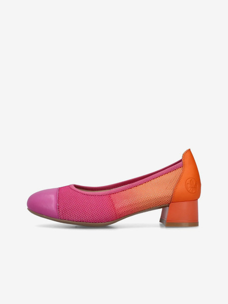 Rieker Orange und rosa Damenpumps mit Lederdetails Rieker