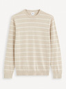 Celio Beige gestreifter Herren-Basic-Pullover Celio Decoton