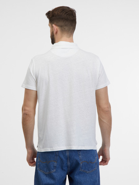 Pepe Jeans Cremefarbenes Herren-Poloshirt mit Leinenanteil Pepe Jeans Faren