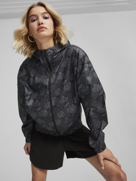 Puma Graue Damen Puma Blossom AOP Windbreaker Leichte gemusterte Jacke