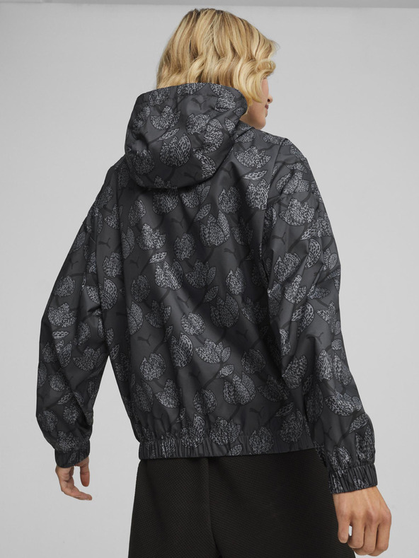 Puma Graue Damen Puma Blossom AOP Windbreaker Leichte gemusterte Jacke