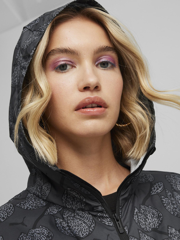 Puma Graue Damen Puma Blossom AOP Windbreaker Leichte gemusterte Jacke