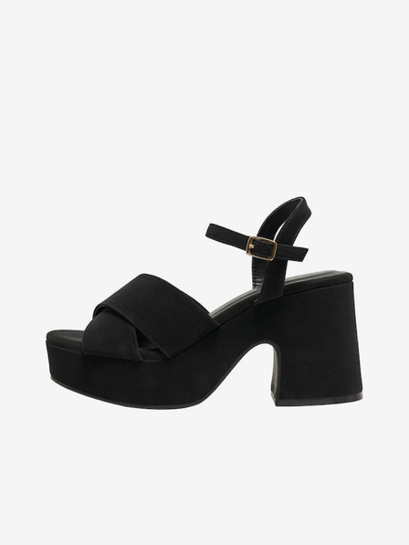ONLY Schwarze Damen-Sandalen mit Absatz aus Wildleder ONLY Alba-1