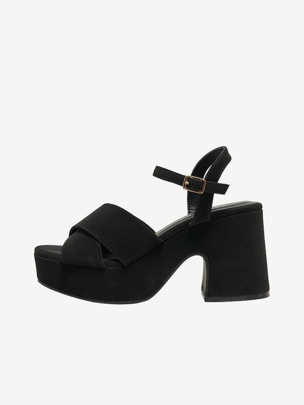 ONLY Schwarze Damen-Sandalen mit Absatz aus Wildleder ONLY Alba-1