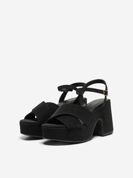 ONLY Schwarze Damen-Sandalen mit Absatz aus Wildleder ONLY Alba-1