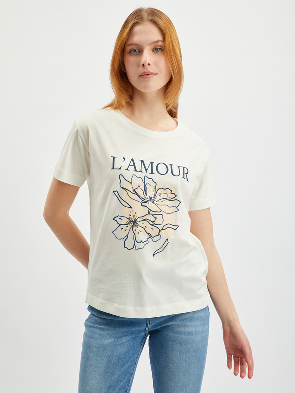 Orsay Cremefarbenes Damen-T-Shirt ORSAY