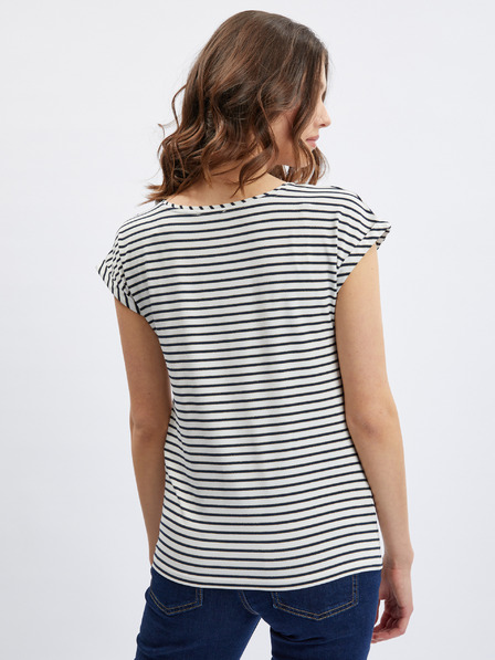 Orsay Creme und blau gestreiftes Damen-T-Shirt ORSAY