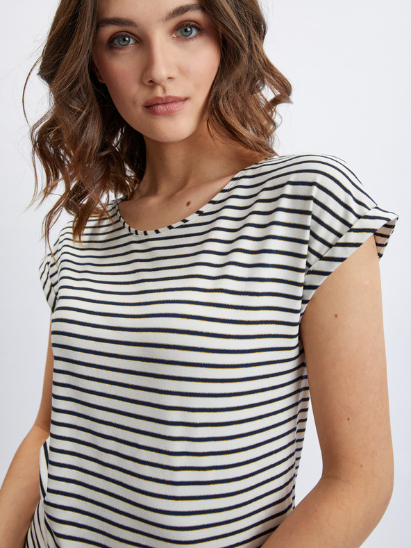 Orsay Creme und blau gestreiftes Damen-T-Shirt ORSAY