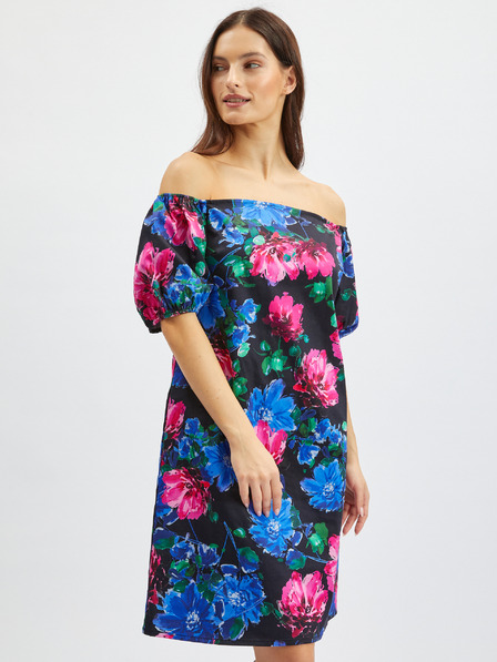 Orsay Rosa und schwarzes Damen-Blumenkleid ORSAY