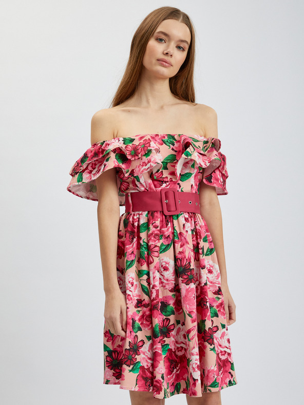 Orsay Dunkelrosa Damen-Blumenkleid ORSAY