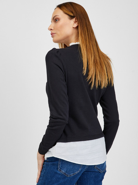 Orsay Schwarzer Damen-Pullover mit Hemd-Einsatz von ORSAY