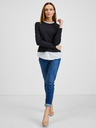 Orsay Schwarzer Damen-Pullover mit Hemd-Einsatz von ORSAY
