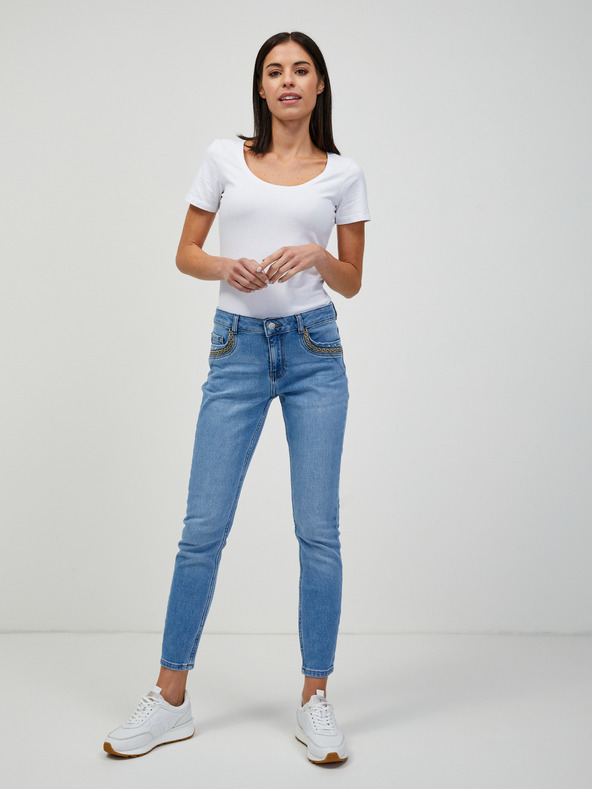 Orsay Hellblaue abgeschnittene Skinny Fit Jeans ORSAY