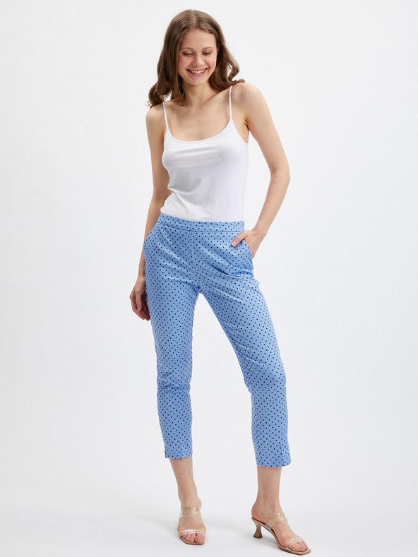 Orsay Blaue gepunktete Damen-Cropped-Hose ORSAY